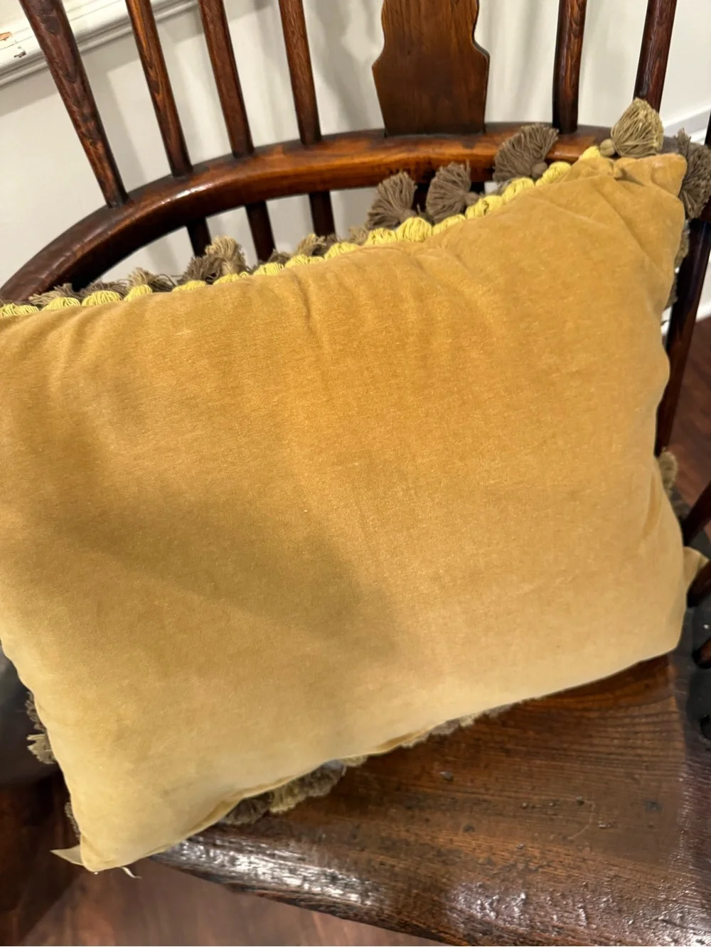 Autumn Leaf Handmade Needlepoint Accent Pillow with Fringe & Insert-13” x 17”
